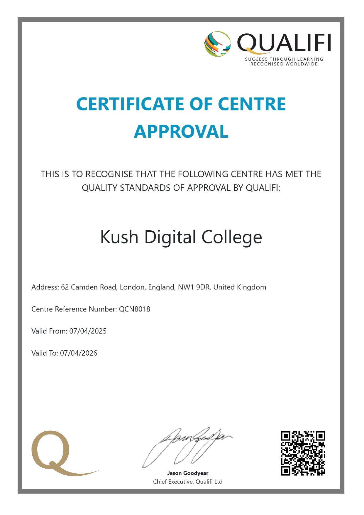 Qualifi Certificate Preview